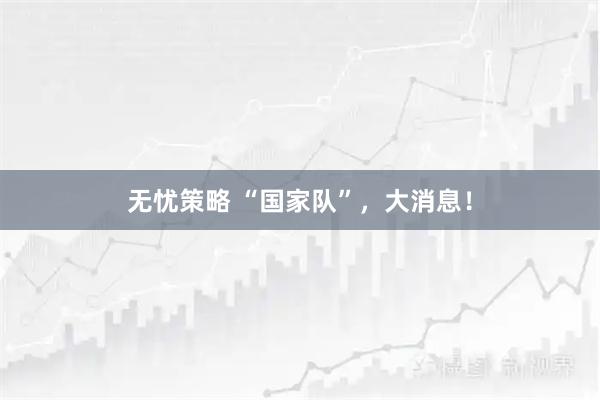 无忧策略 “国家队”，大消息！