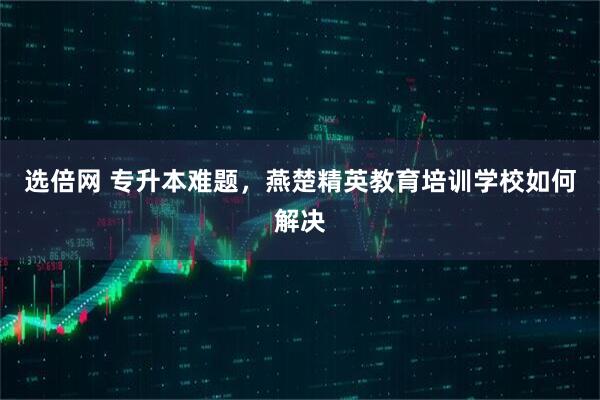 选倍网 专升本难题，燕楚精英教育培训学校如何解决